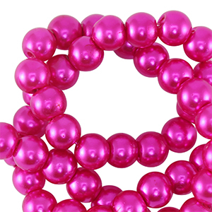 Perline di vetro con effetto perlato 8mm fucsia-effeto