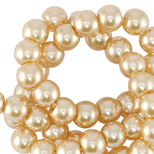 Perline di vetro con effetto perlato 6mm crema