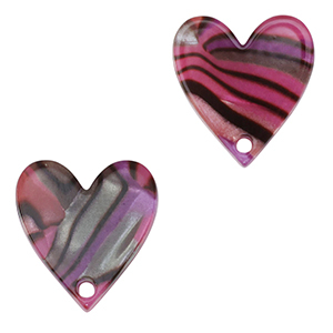 Pendenti in resina cuore rosa magenta-nero