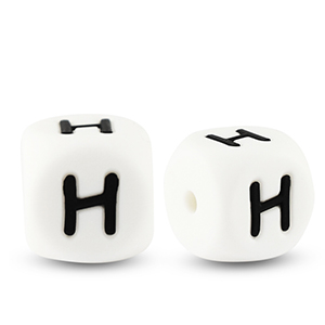 Perline alfabeto in silicone H bianco-nero
