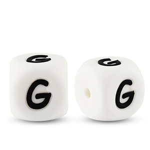 Perline alfabeto in silicone G bianco-nero
