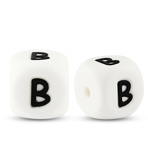 Perline alfabeto in silicone B bianco-nero