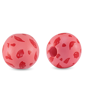 Perline di legno tonde 16mm labbro rosa magenta