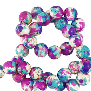 Perline di ceramica 8mm bianco-viola blu