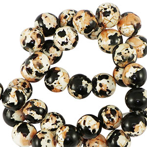 Perline di ceramica 6mm nero-crema