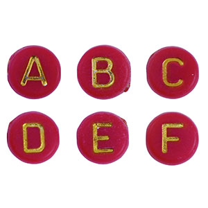 Perline alfabeto in acrilico mix rosso-oro