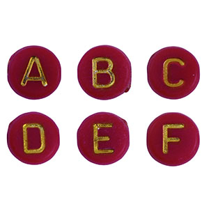 Perline alfabeto in acrilico mix rosso -oro