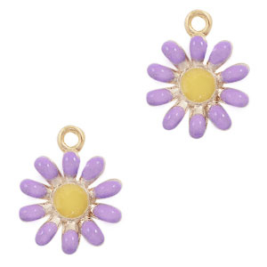 Ciondoli di metallo BQ a forma di fiore oro-viola
