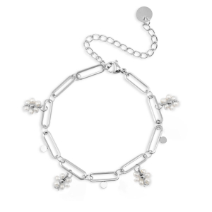 Bracciali in acciaio inossidabile perle argento