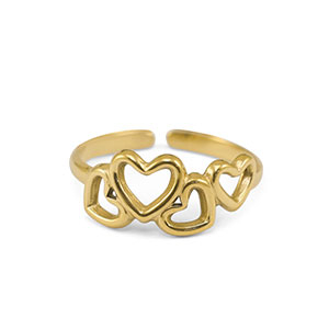 Anelli in acciaio inossidabile cuore oro