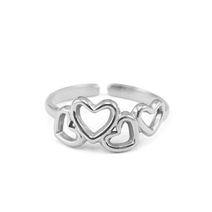 Anelli in acciaio inossidabile cuore argento