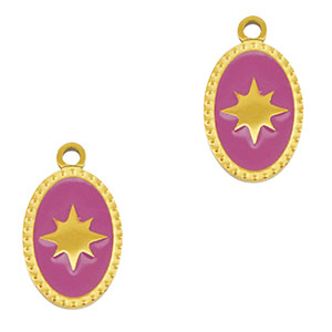 Ciondoli in acciaio inossidabile ovale sole oro-viola