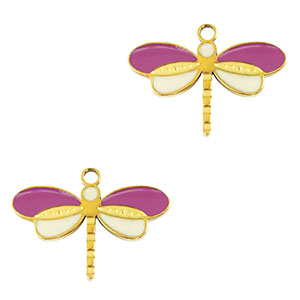 Ciondoli in acciaio inossidabile libellula oro-viola