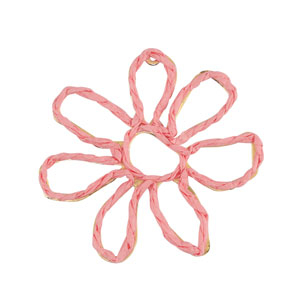 Pendenti in rafia fiore 55mm rosa chiaro