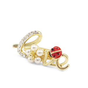 Broches "love" rosso-bianco-oro