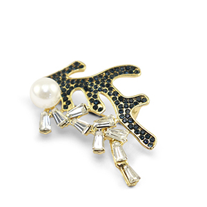Broches alghe marine blu scuro-oro