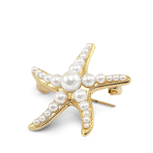 Broches stella marina con perle oro