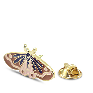 Pins farfalla notturna marrone-rosa-blu-oro