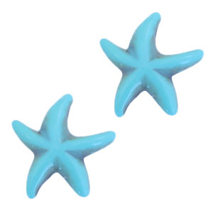 Perline di ceramica turchese a forma di stella marina turchese blu
