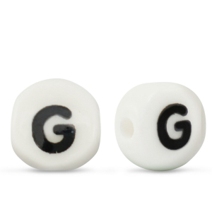 Perline alfabeto in ceramica G bianco-nero