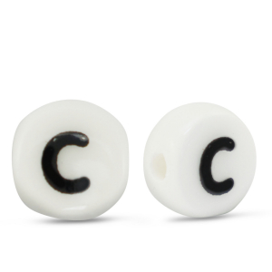 Perline alfabeto in ceramica C bianco-nero