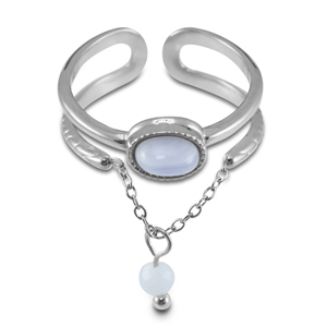Anelli in acciaio inossidabile con pietra naturale argento-viola lilla-bianco