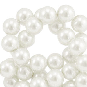 Perline di vetro con effetto perlato 6mm bianco