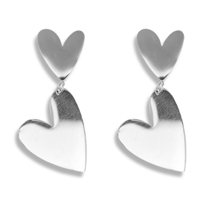Orecchini in acciaio inossidabile cuore argento