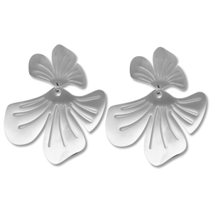 Orecchini in acciaio inossidabile fiore argento