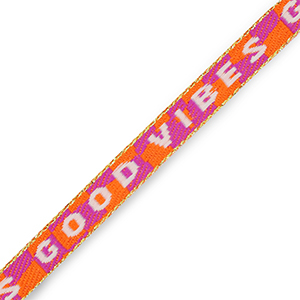 Nastro con testo "Good vibes" viola-arancionje-bianco-oro