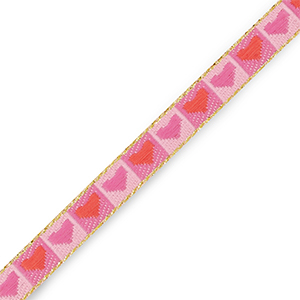 Nastro con testo cuori rosa-rosso-oro