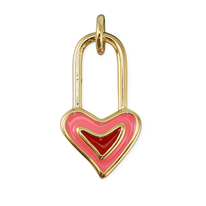 Metallo TQ in ottone ciondolo lucchetto a cuore oro-rosa-rosso