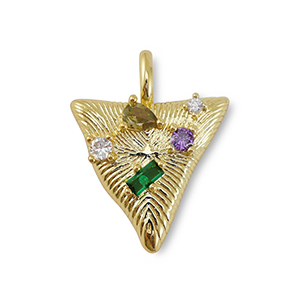 Metallo TQ in ottone ciondolo zirconi triangolo oro-multicolore