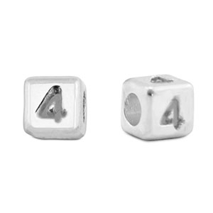 Perline alfabeto di metallo DQ 4 argento antico (privo di nichel)