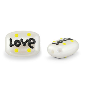 Perline in acrilico "love" perla-nero-giallo