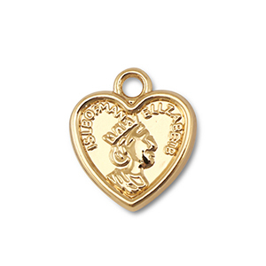 Ciondoli di metallo cuore con la Regina Elisabetta oro