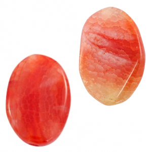 Perline in pietra dura semipreziosa ovale arancio rosso opale