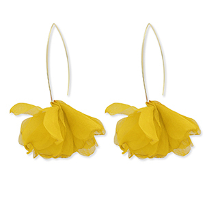 Orecchini alla moda chiffon fiore giallo-oro