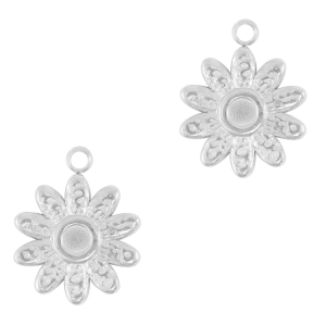 Ciondoli in acciaio inossidabile fiore argento