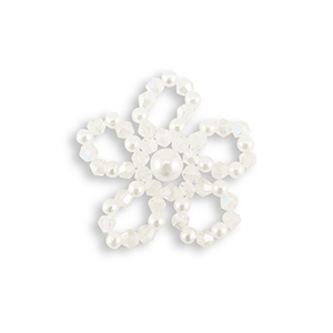 Ciondoli accattivanti perline sfaccettate & perle fiore bianco madreperla-trasparente