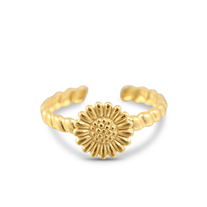 Anelli in acciaio inossidabile fiore oro