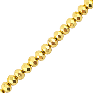 Perline sfaccettate 4x3mm rondella oro metallico