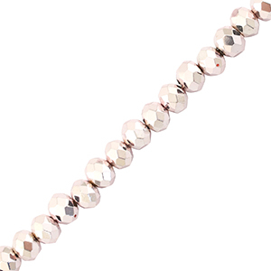 Perline sfaccettate 4x3mm rondella rosa chiaro metallico