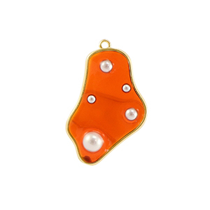 Pendenti in resina irregolare con perline oro-arancione-bianco