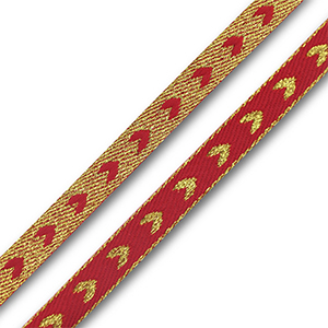 Nastro con testo cuore rosso vivo-oro