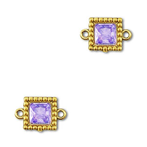 Distanziatore in acciaio inossidabile zircone quadrato oro-viola