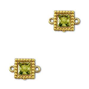 Distanziatore in acciaio inossidabile zircone quadrato oro-verde lime
