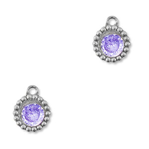 Ciondoli in acciaio inossidabile zircone tonda argento-viola
