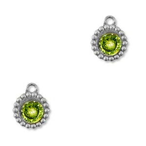 Ciondoli in acciaio inossidabile zircone tonda argento-verde lime