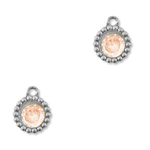 Ciondoli in acciaio inossidabile zircone tonda argento-arancione chiaro
